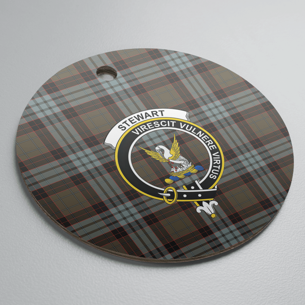 Clan Stewart Old Weathered Tartan Crest Round Ceramic Ornament BJ68 Stewart Old Weathered Tartan Tartan Christmas   