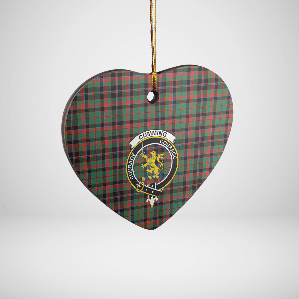 Clan Cumming Hunting Ancient Tartan Crest Heart Ceramic Ornament ZU85 Cumming Hunting Ancient Tartan Tartan Christmas   