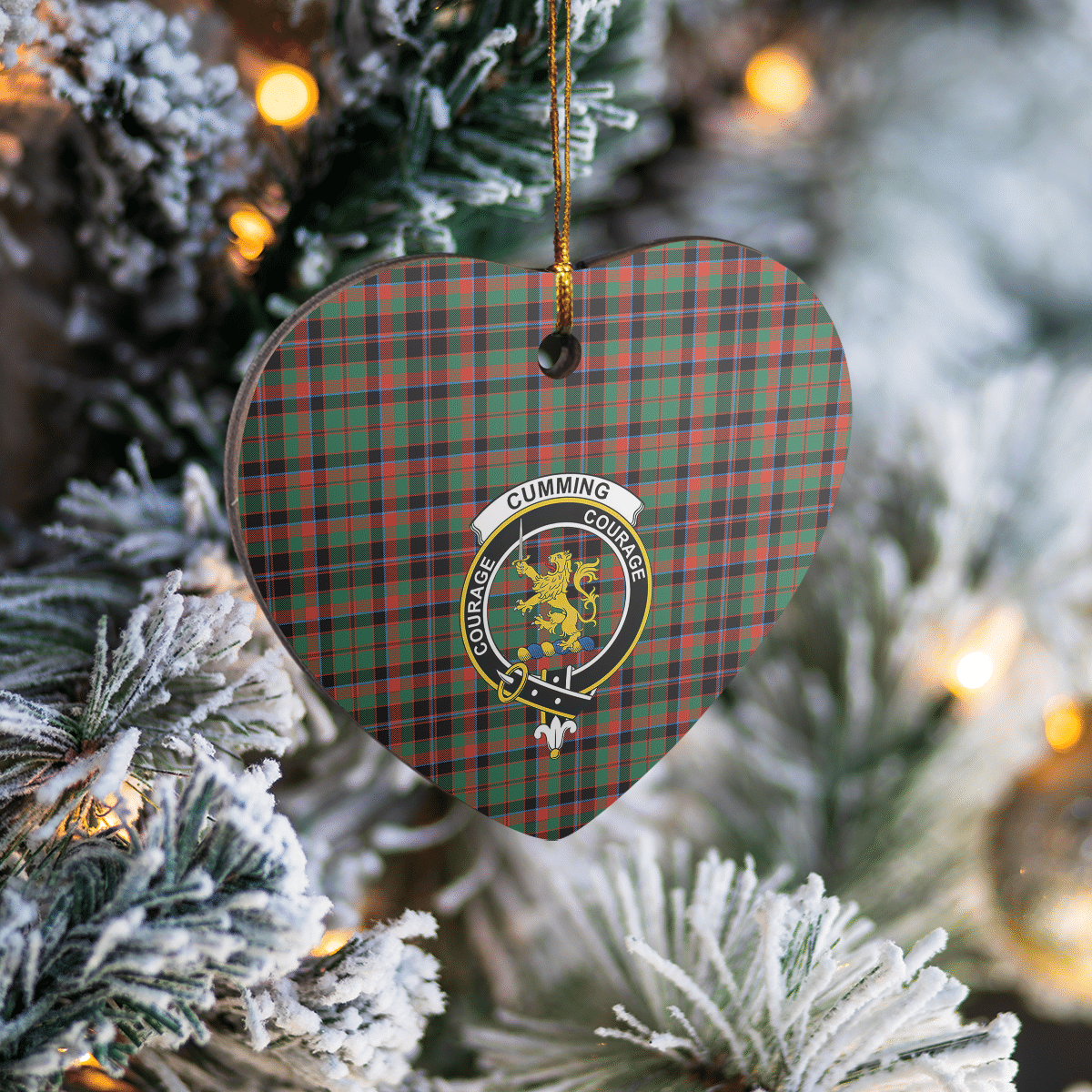 Clan Cumming Hunting Ancient Tartan Crest Heart Ceramic Ornament ZU85 Cumming Hunting Ancient Tartan Tartan Christmas   