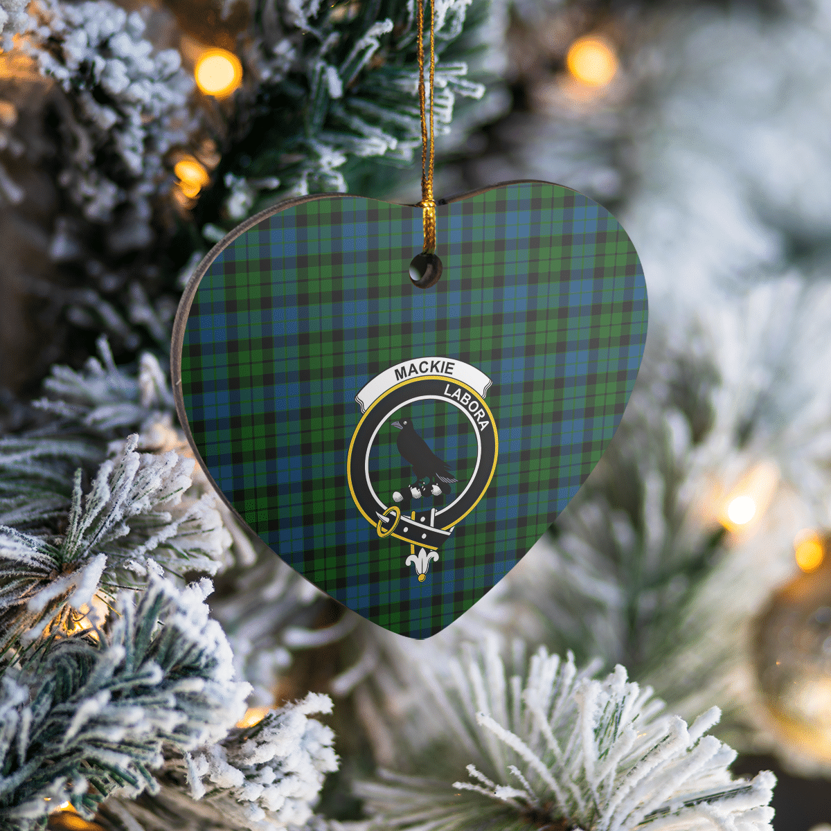 Clan MacKie Tartan Crest Heart Ceramic Ornament VZ19 MacKie Tartan Tartan Christmas   
