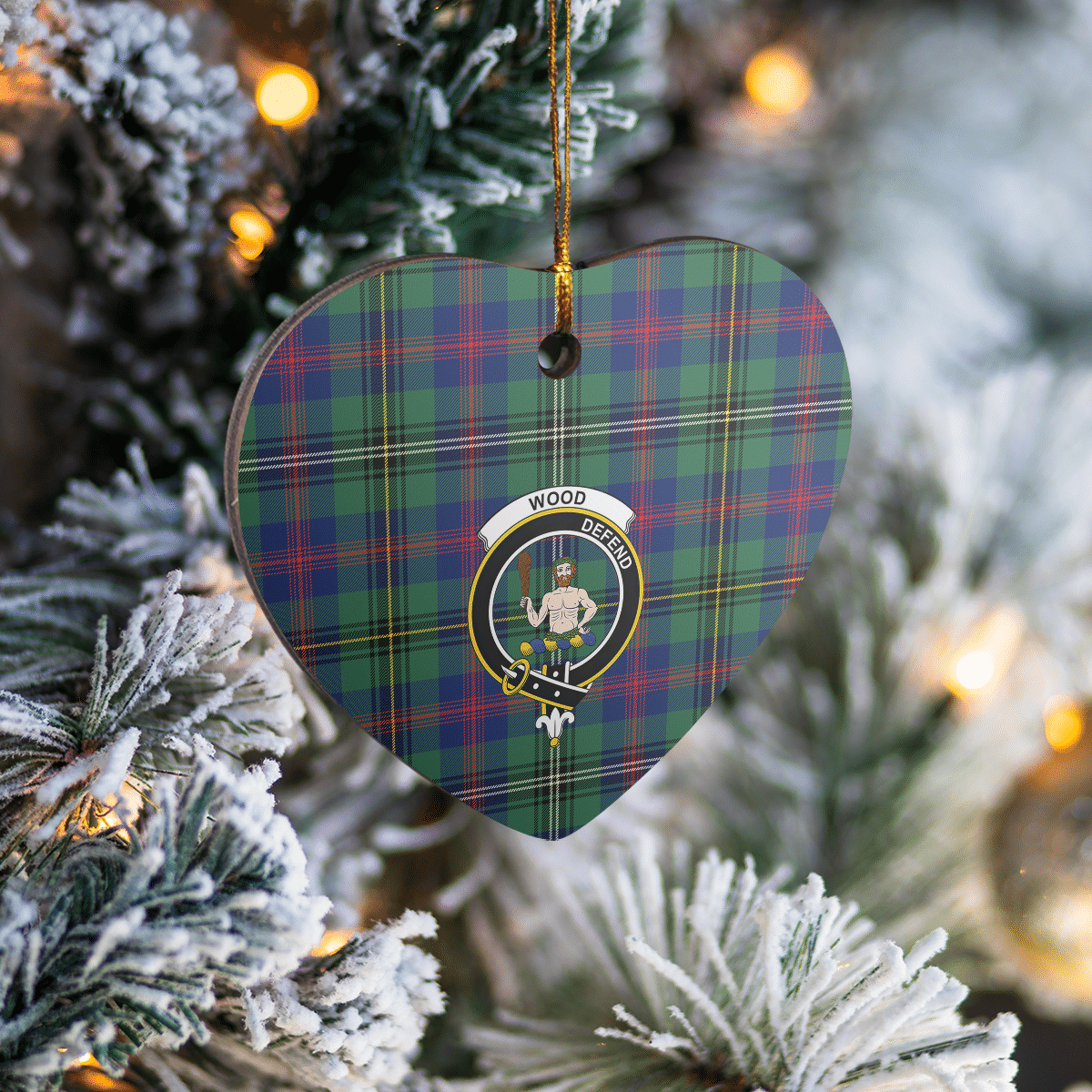 Clan Wood Modern Tartan Crest Heart Ceramic Ornament VM15 Wood Modern Tartan Tartan Christmas   