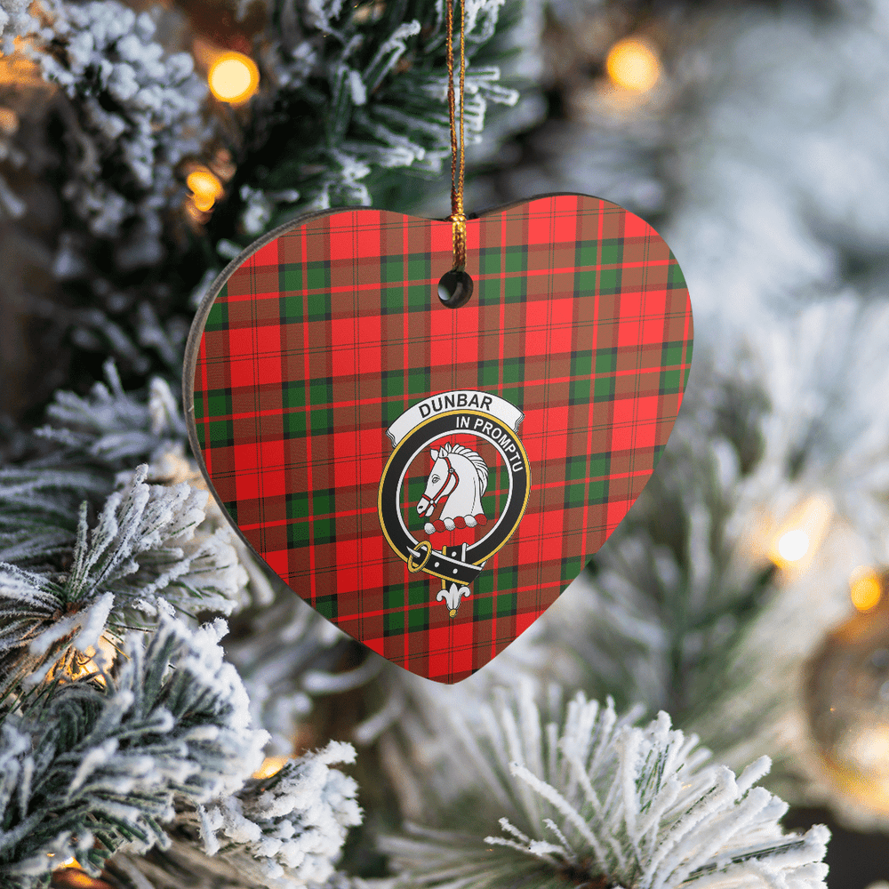 Clan Dunbar Modern Tartan Crest Heart Ceramic Ornament QE64 Dunbar Modern Tartan Tartan Christmas   