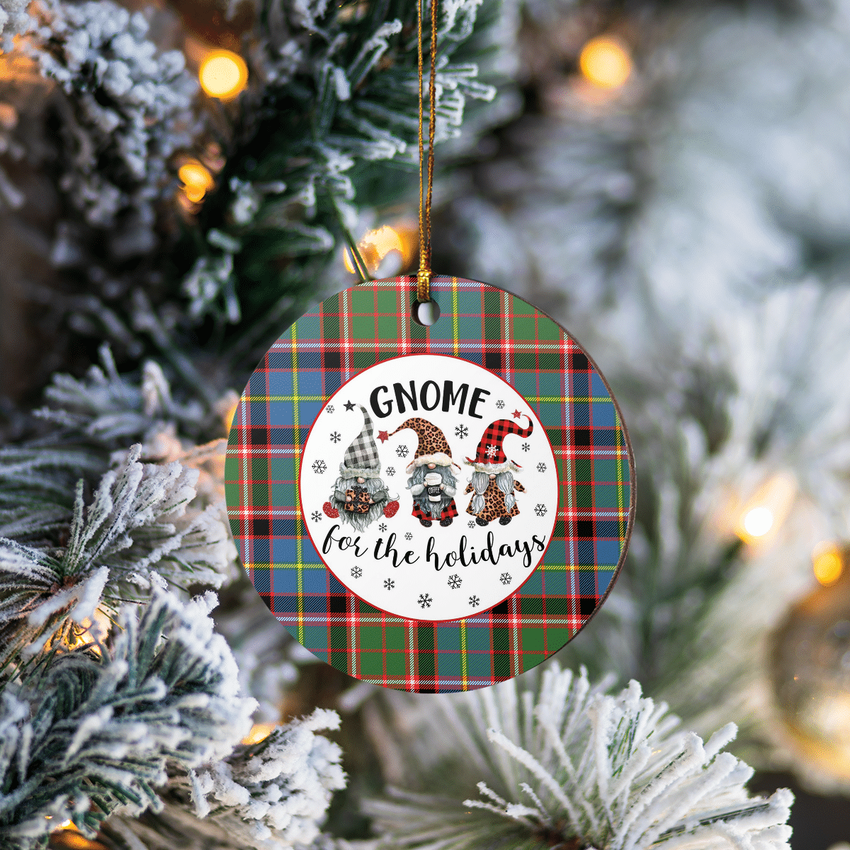 Clan Stirling (of Keir) Tartan Tartan Crest Gnome Round Ceramic Ornament DH96 Stirling (of Keir) Tartan Tartan Christmas   