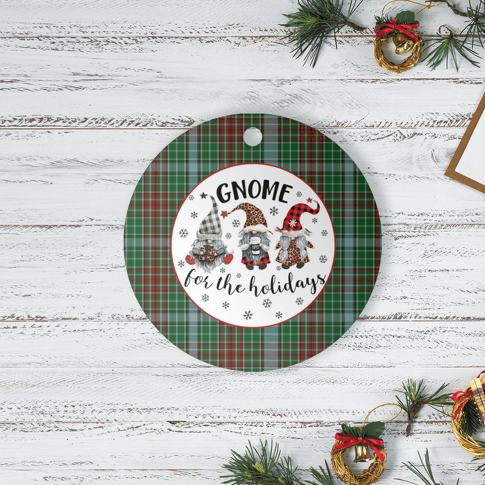 Clan Gayre Tartan Tartan Crest Gnome Round Ceramic Ornament TV79 Gayre Tartan Tartan Christmas   