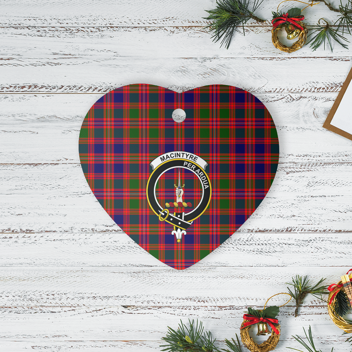 Clan MacIntyre Modern Tartan Crest Heart Ceramic Ornament UP88 MacIntyre Modern Tartan Tartan Christmas   