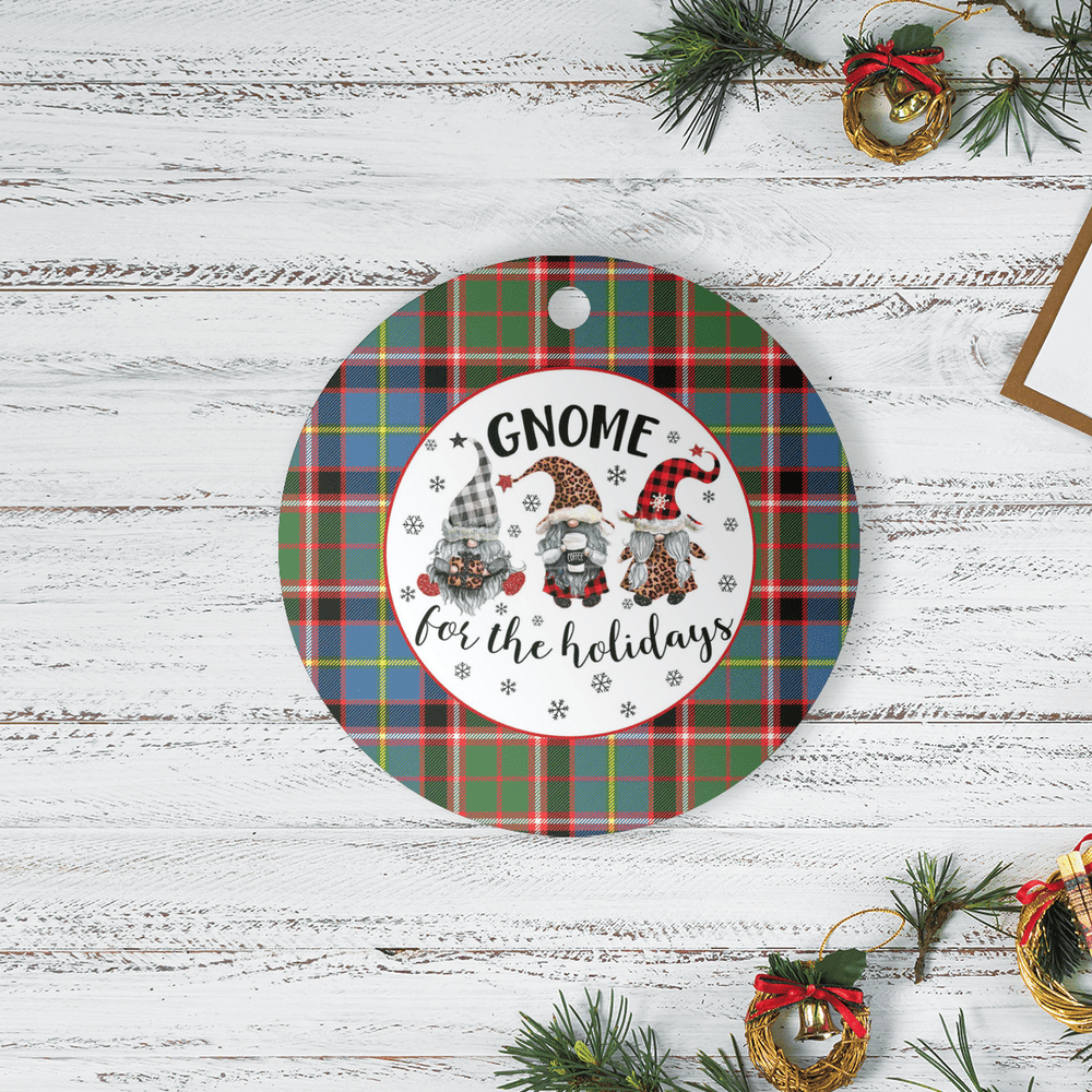 Clan Stirling (of Keir) Tartan Tartan Crest Gnome Round Ceramic Ornament DH96 Stirling (of Keir) Tartan Tartan Christmas   