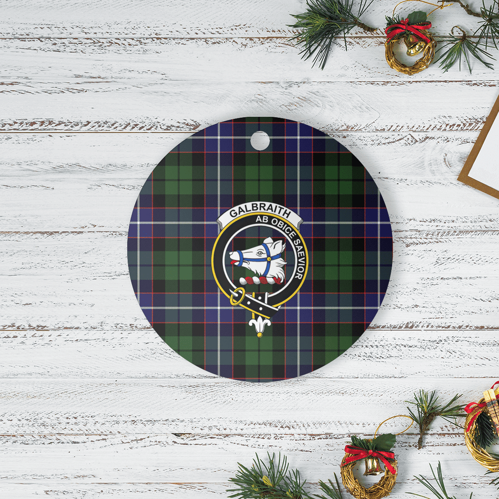 Clan Galbraith Modern Tartan Crest Round Ceramic Ornament PK73 Galbraith Modern Tartan Tartan Christmas   