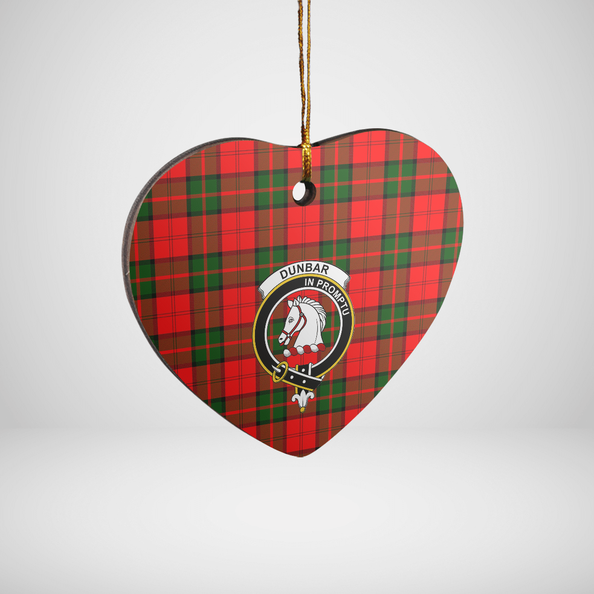 Clan Dunbar Modern Tartan Crest Heart Ceramic Ornament QE64 Dunbar Modern Tartan Tartan Christmas   