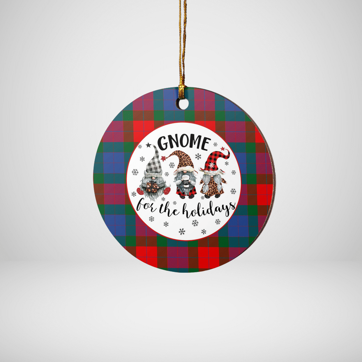Clan Mar Tartan Tartan Crest Gnome Round Ceramic Ornament KH50 Mar Tartan Tartan Christmas   