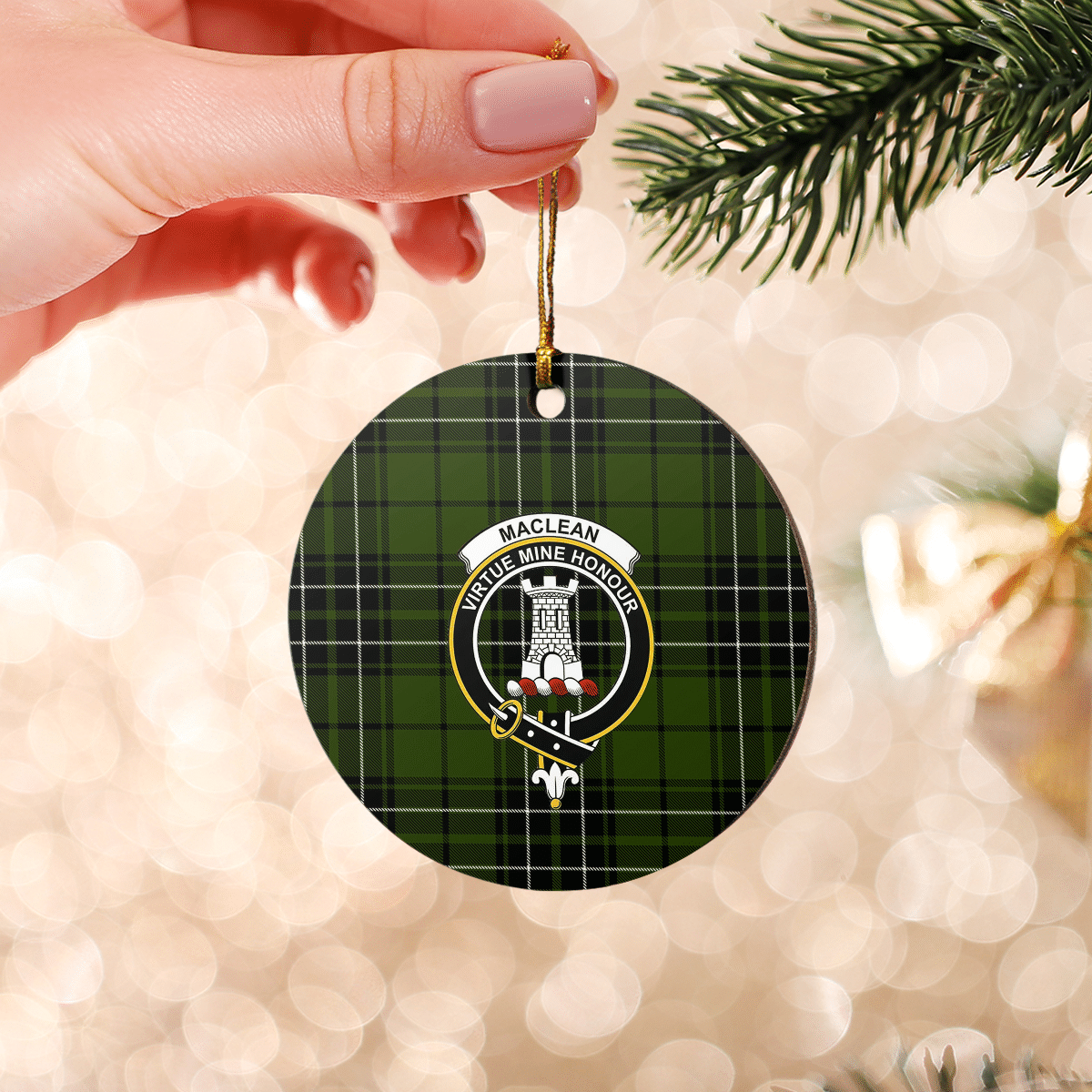 Clan MacLean Hunting Tartan Crest Round Ceramic Ornament BM31 MacLean Hunting Tartan Tartan Christmas   