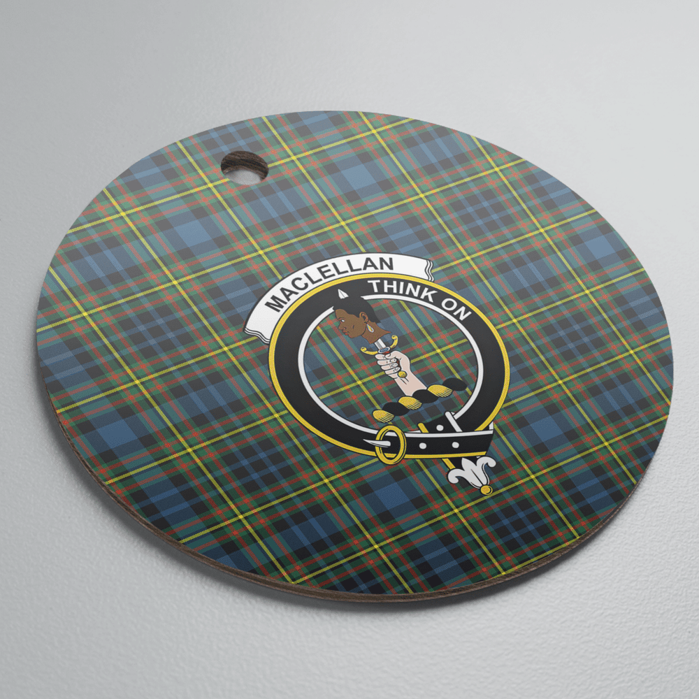 Clan MacLellan Ancient Tartan Crest Round Ceramic Ornament FE52 MacLellan Ancient Tartan Tartan Christmas   