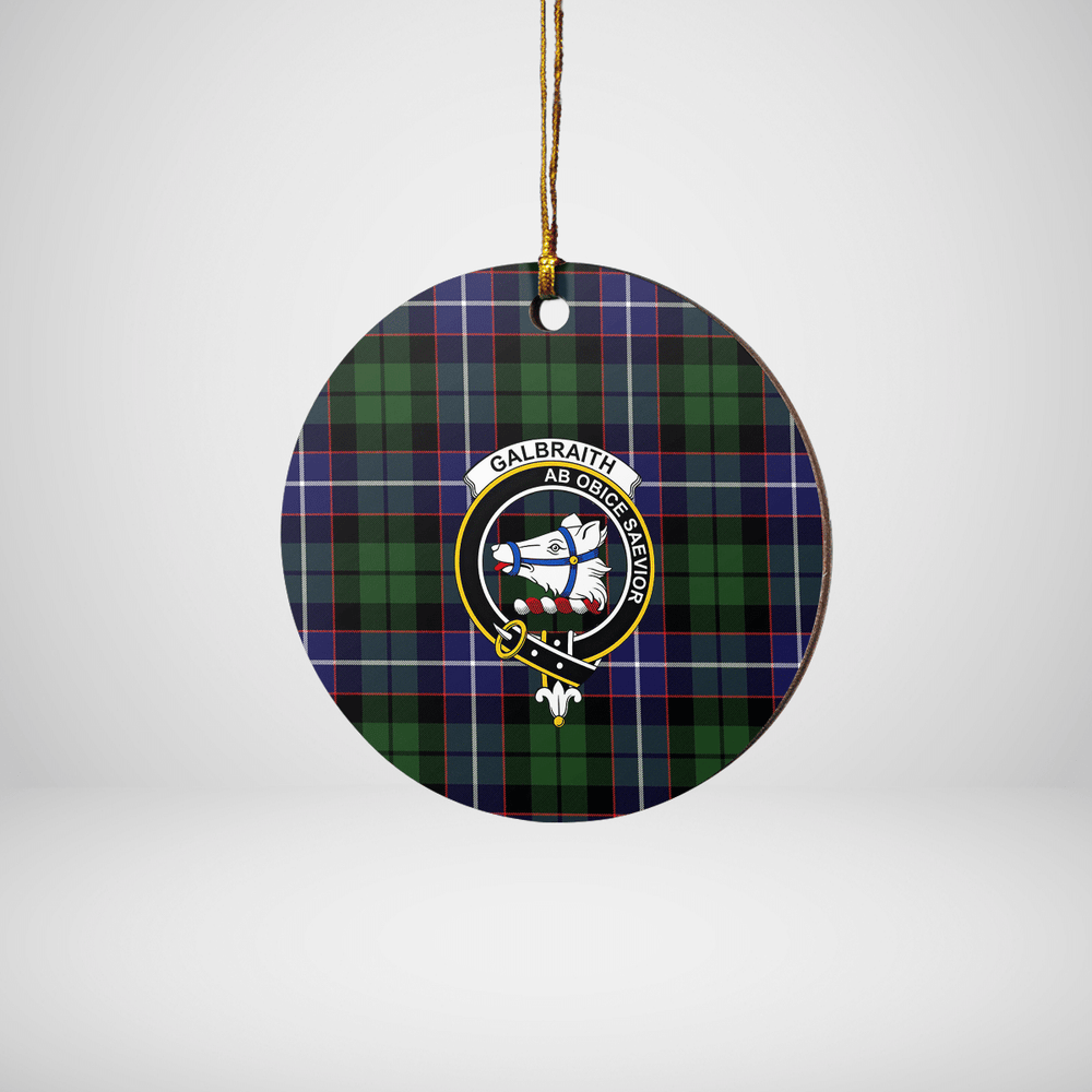 Clan Galbraith Modern Tartan Crest Round Ceramic Ornament PK73 Galbraith Modern Tartan Tartan Christmas   