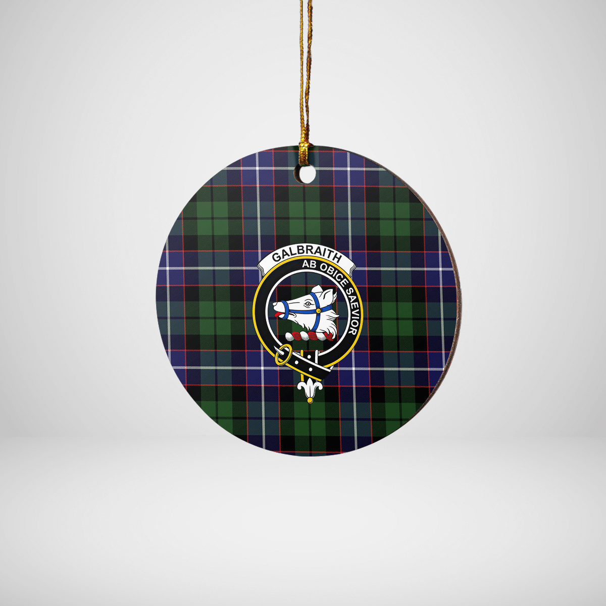 Clan Galbraith Modern Tartan Crest Round Ceramic Ornament PK73 Galbraith Modern Tartan Tartan Christmas   