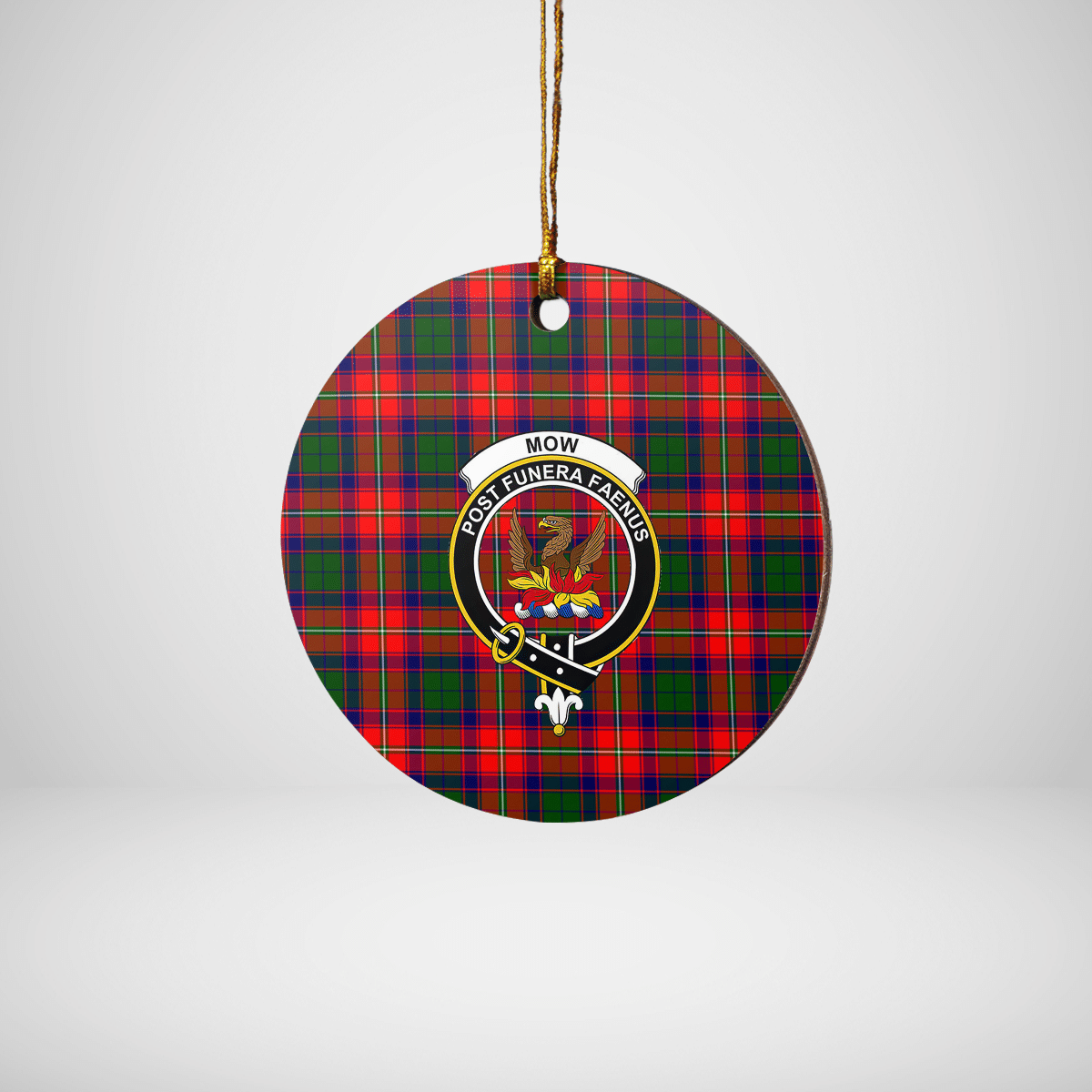 Clan Mow (Roxburgh) Tartan Crest Round Ceramic Ornament WN65 Mow (Roxburgh) Tartan Tartan Christmas   