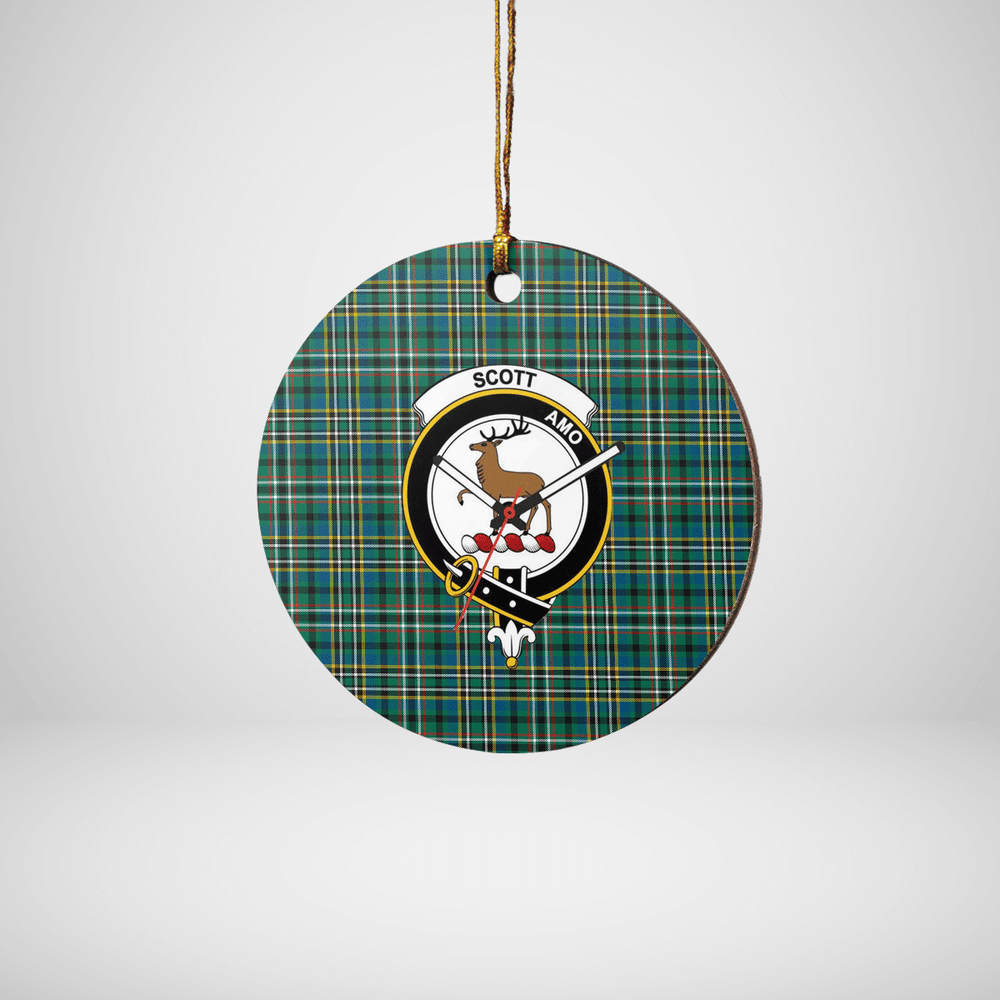 Clan Scott Green Ancient Tartan Crest Round Ceramic Ornament DU51 Scott Green Ancient Tartan Tartan Christmas   