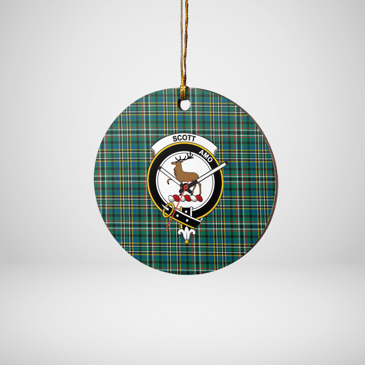 Clan Scott Green Ancient Tartan Crest Round Ceramic Ornament DU51 Scott Green Ancient Tartan Tartan Christmas   