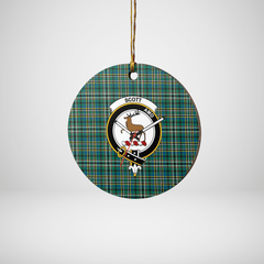 Clan Scott Green Ancient Tartan Crest Round Ceramic Ornament DU51 Scott Green Ancient Tartan Tartan Christmas   