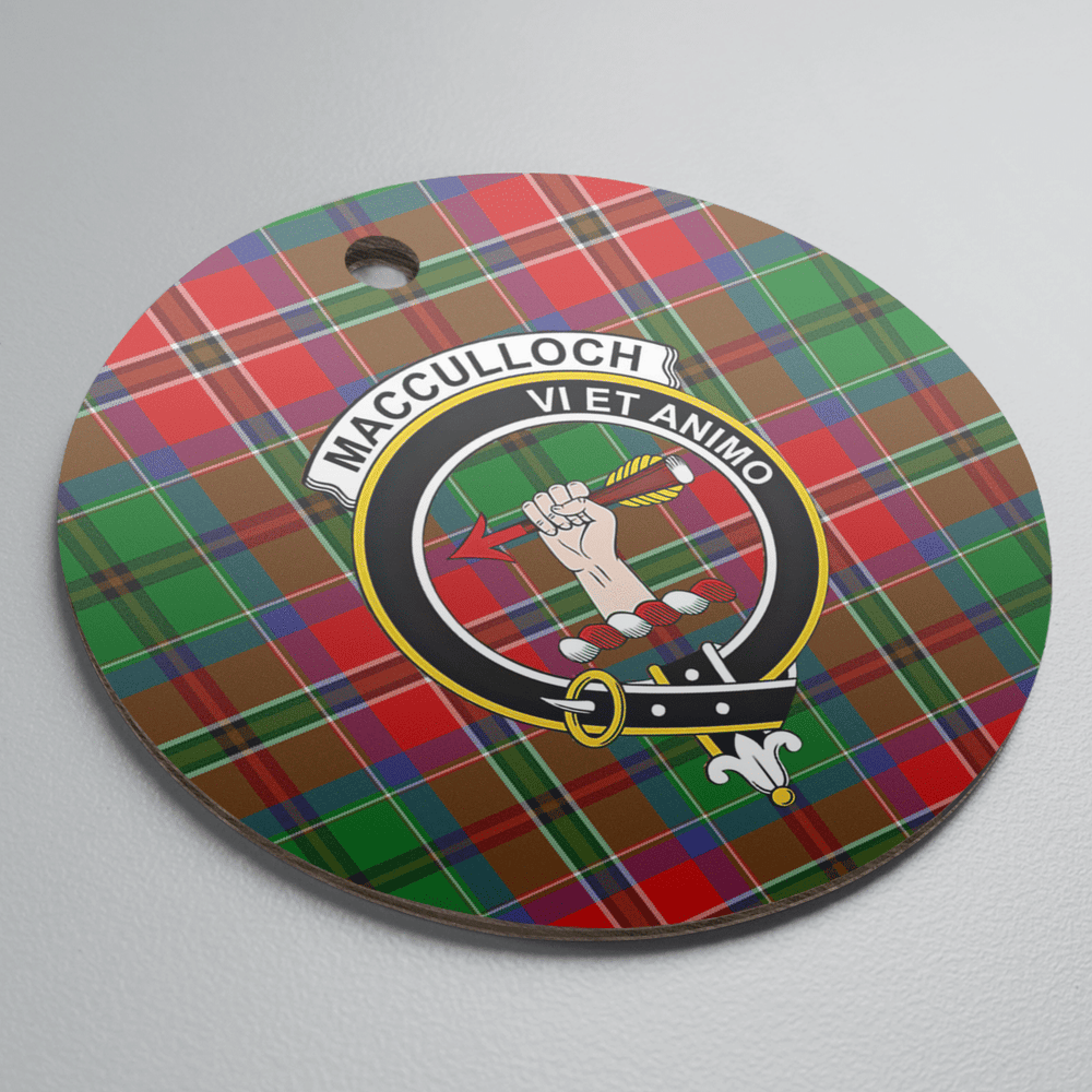 Clan MacCulloch Tartan Crest Round Ceramic Ornament WI80 MacCulloch Tartan Tartan Christmas   