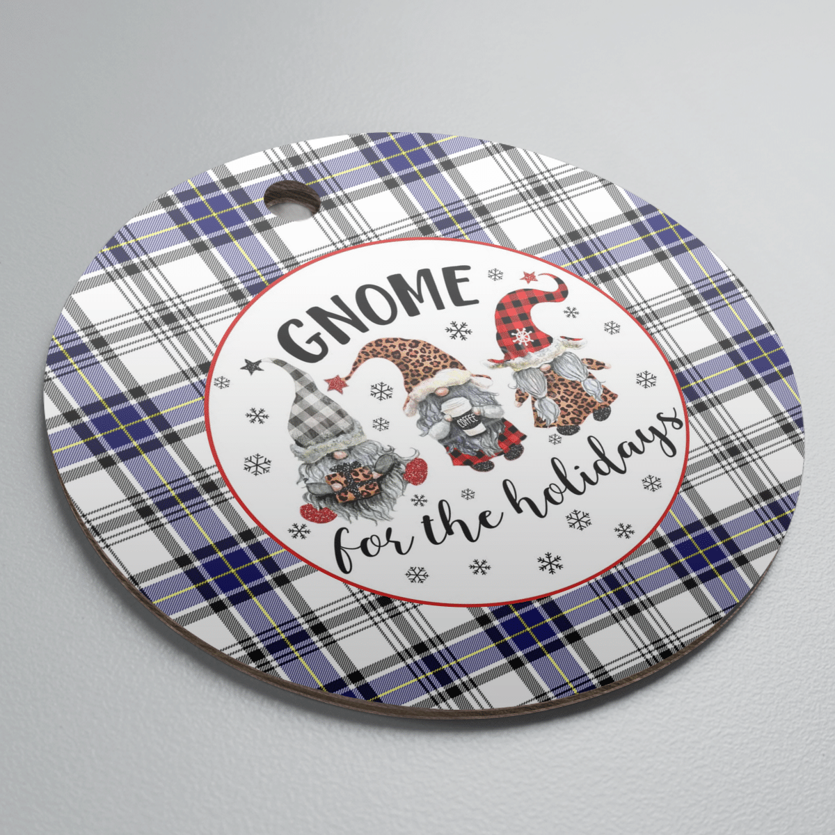Clan Hannay Tartan Tartan Crest Gnome Round Ceramic Ornament CU32 Hannay Tartan Tartan Christmas   