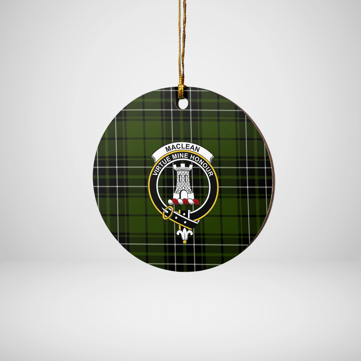Clan MacLean Hunting Tartan Crest Round Ceramic Ornament BM31 MacLean Hunting Tartan Tartan Christmas   