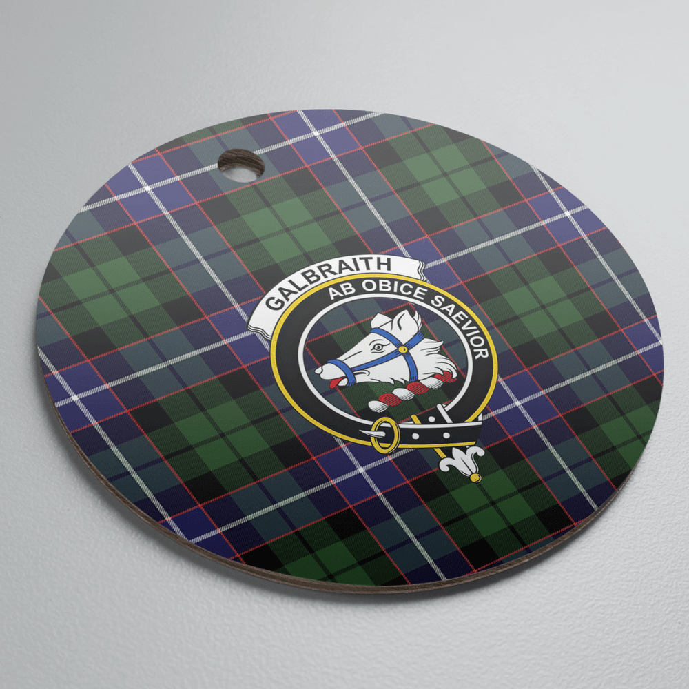 Clan Galbraith Modern Tartan Crest Round Ceramic Ornament PK73 Galbraith Modern Tartan Tartan Christmas   