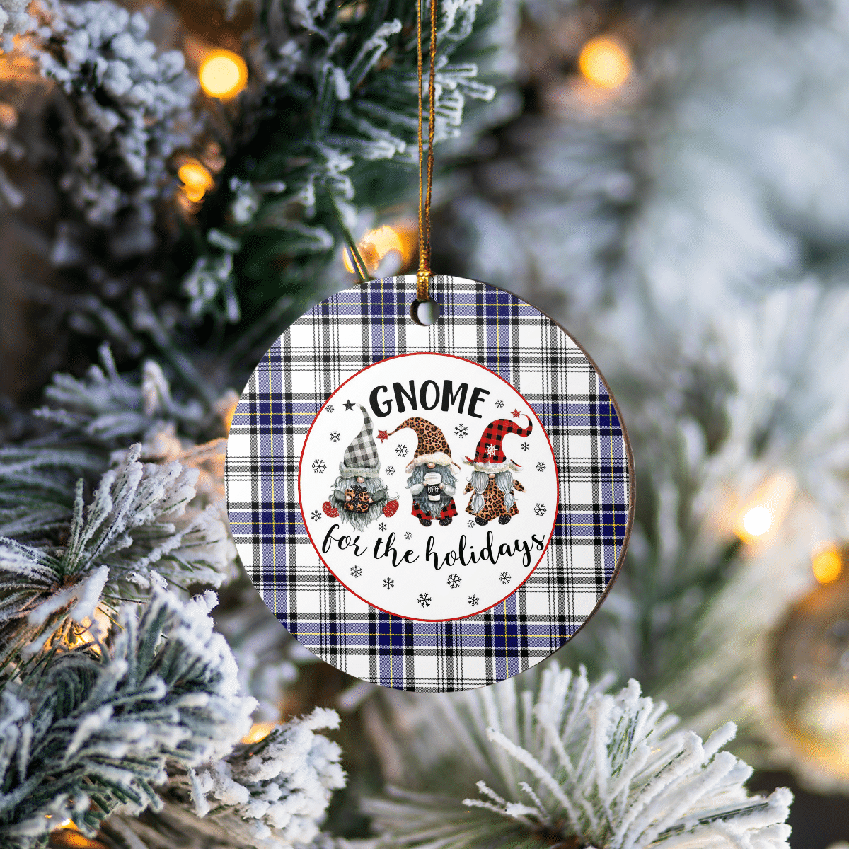 Clan Hannay Tartan Tartan Crest Gnome Round Ceramic Ornament CU32 Hannay Tartan Tartan Christmas   
