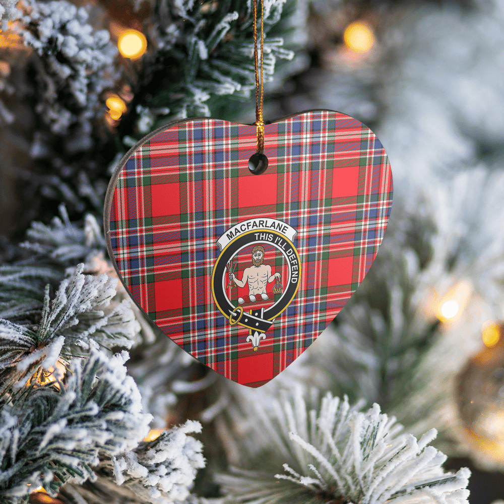 Clan MacFarlane Modern Tartan Crest Heart Ceramic Ornament ES26 MacFarlane Modern Tartan Tartan Christmas   