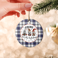 Clan Hannay Tartan Tartan Crest Gnome Round Ceramic Ornament CU32 Hannay Tartan Tartan Christmas   