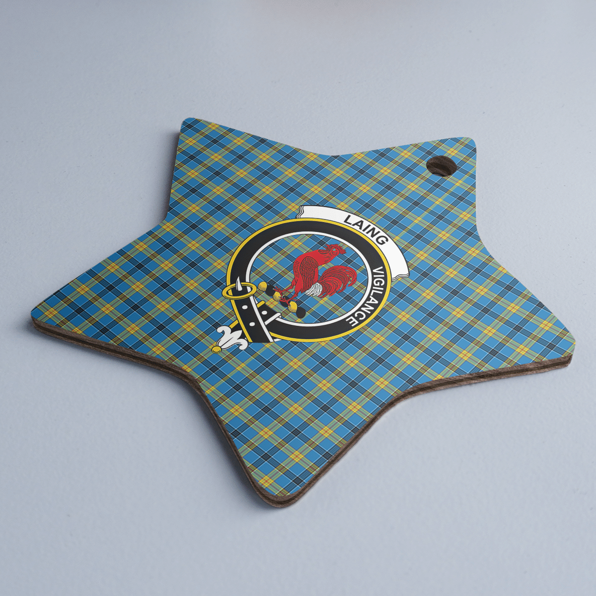 Clan Laing Tartan Crest Star Ceramic Ornament DD78 Laing Tartan Tartan Christmas   