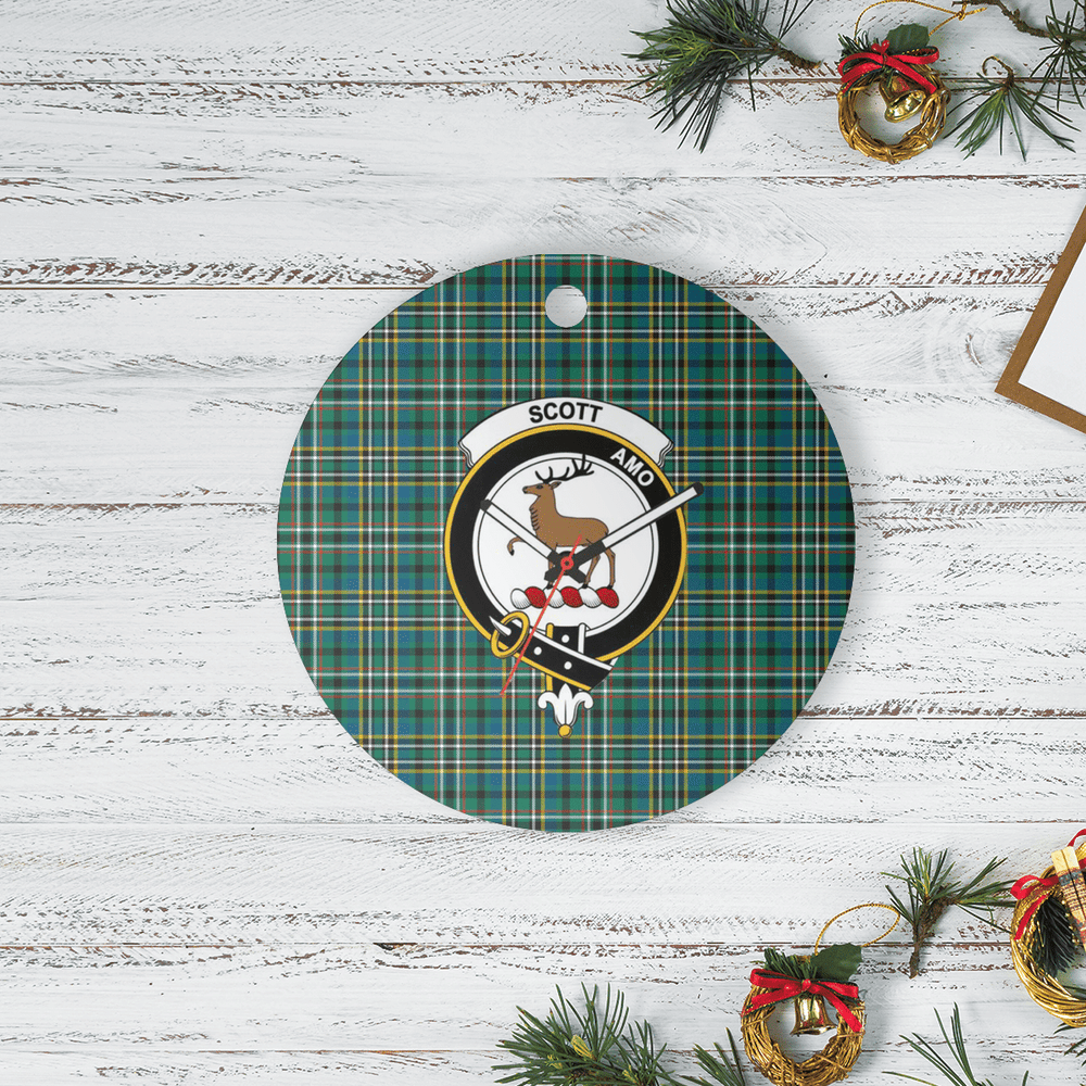 Clan Scott Green Ancient Tartan Crest Round Ceramic Ornament DU51 Scott Green Ancient Tartan Tartan Christmas   
