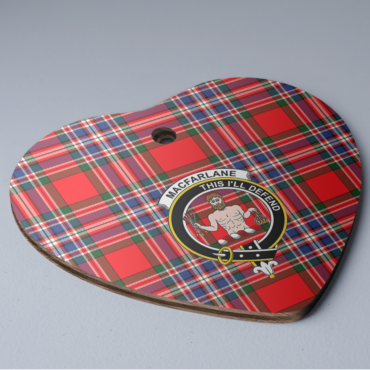 Clan MacFarlane Modern Tartan Crest Heart Ceramic Ornament ES26 MacFarlane Modern Tartan Tartan Christmas   