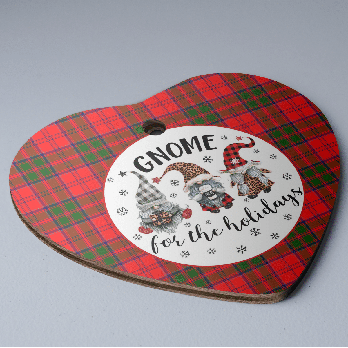 Clan Grant Modern Tartan Tartan Crest Gnome Heart Ceramic Ornament AC81 Grant Modern Tartan Tartan Christmas   