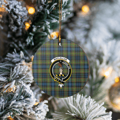 Clan MacLellan Ancient Tartan Crest Round Ceramic Ornament FE52 MacLellan Ancient Tartan Tartan Christmas   