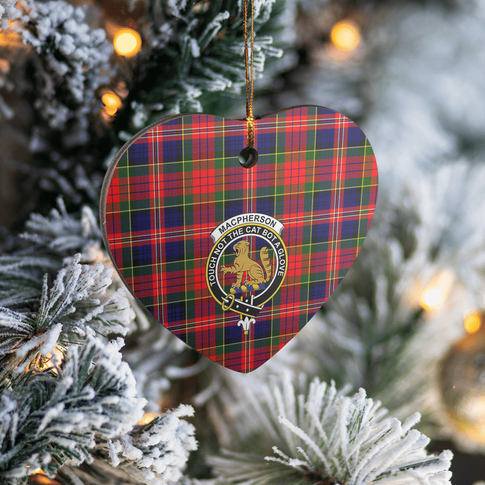 Clan MacPherson Modern Tartan Crest Heart Ceramic Ornament TY83 MacPherson Modern Tartan Tartan Christmas   