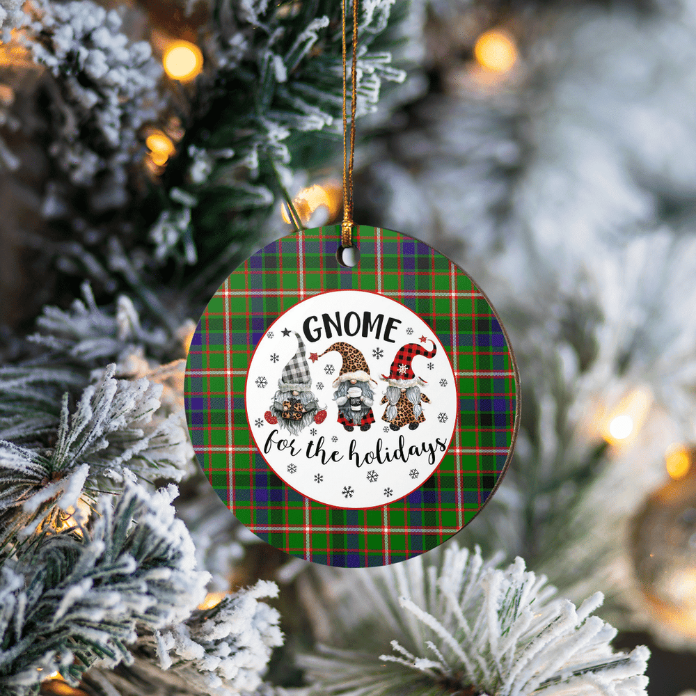 Clan Reid Green Tartan Tartan Crest Gnome Round Ceramic Ornament XD49 Reid Green Tartan Tartan Christmas   