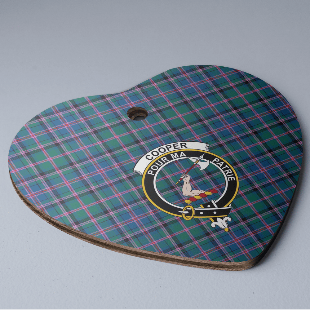 Clan Cooper Ancient Tartan Crest Heart Ceramic Ornament CS58 Cooper Ancient Tartan Tartan Christmas   
