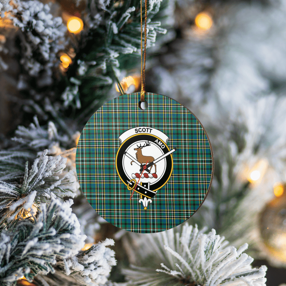 Clan Scott Green Ancient Tartan Crest Round Ceramic Ornament DU51 Scott Green Ancient Tartan Tartan Christmas   