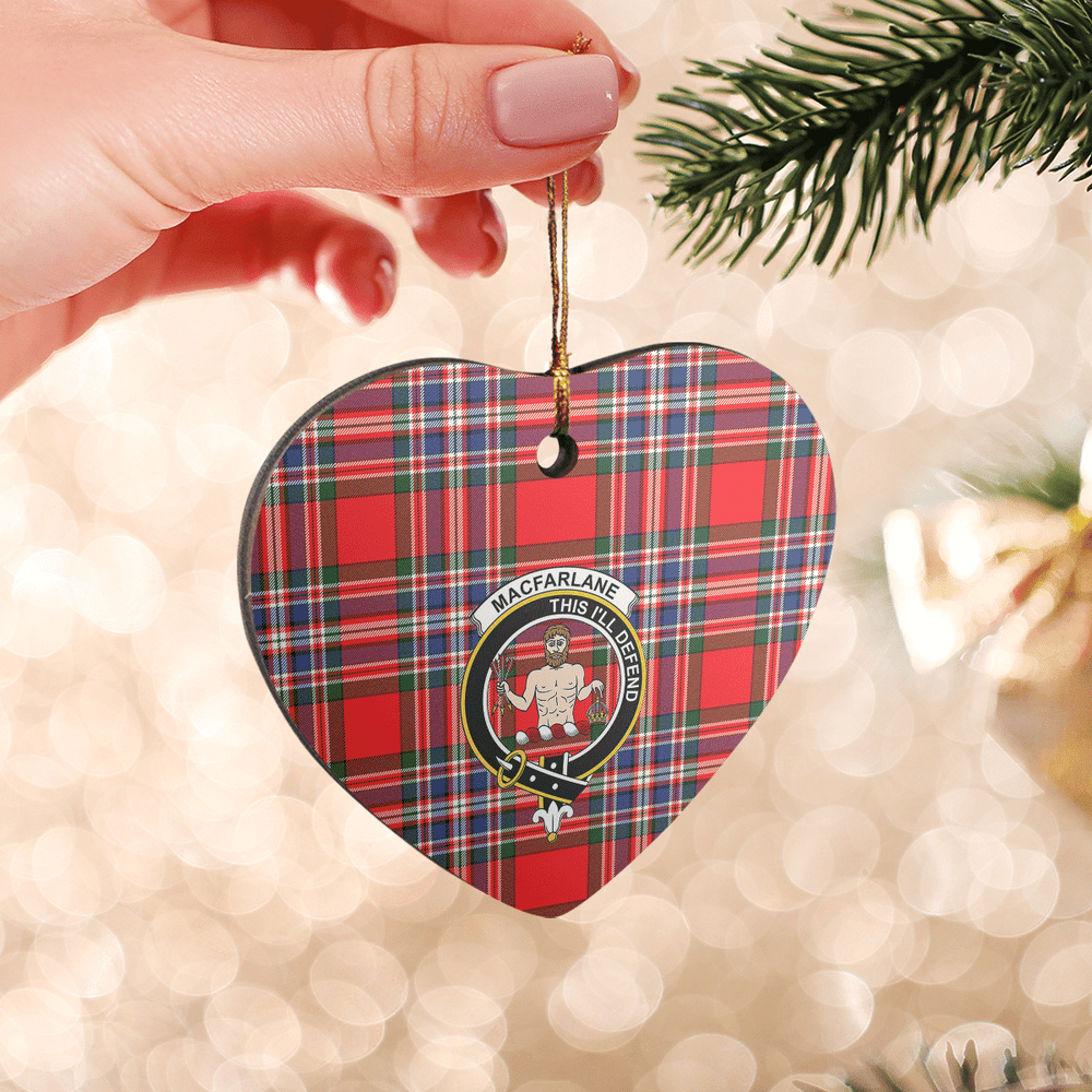 Clan MacFarlane Modern Tartan Crest Heart Ceramic Ornament ES26 MacFarlane Modern Tartan Tartan Christmas   