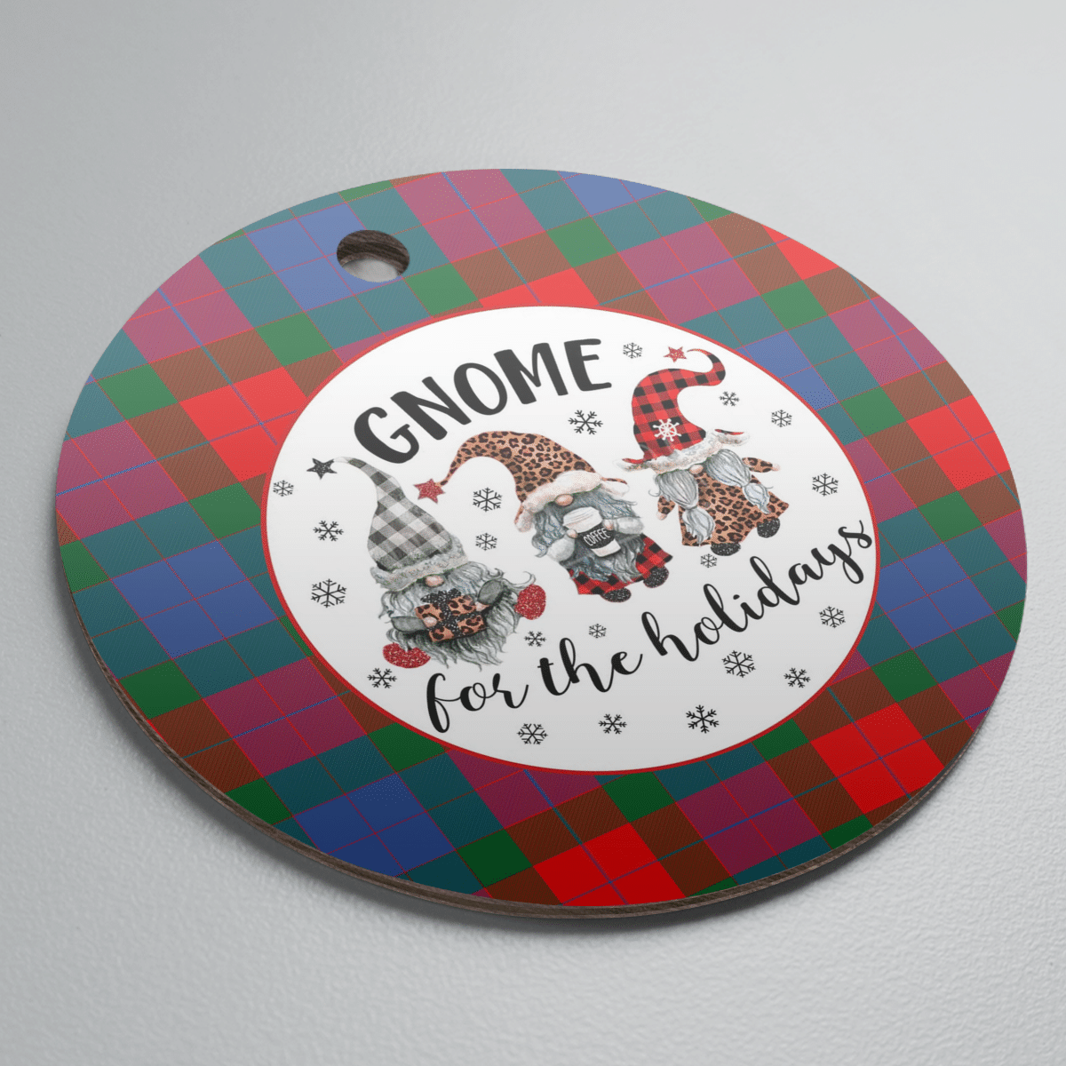 Clan Mar Tartan Tartan Crest Gnome Round Ceramic Ornament KH50 Mar Tartan Tartan Christmas   