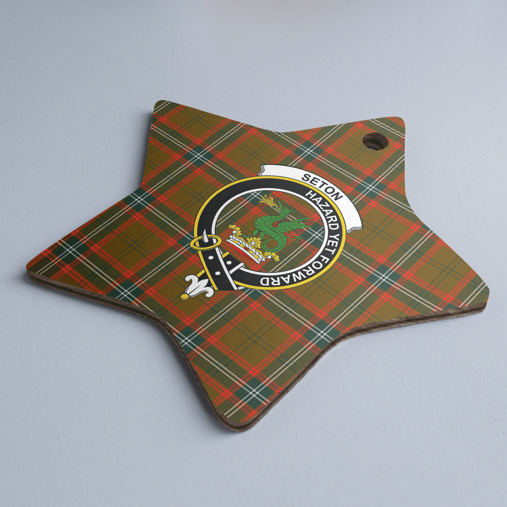 Clan Seton Hunting Modern Tartan Crest Star Ceramic Ornament WN71 Seton Hunting Modern Tartan Tartan Christmas   