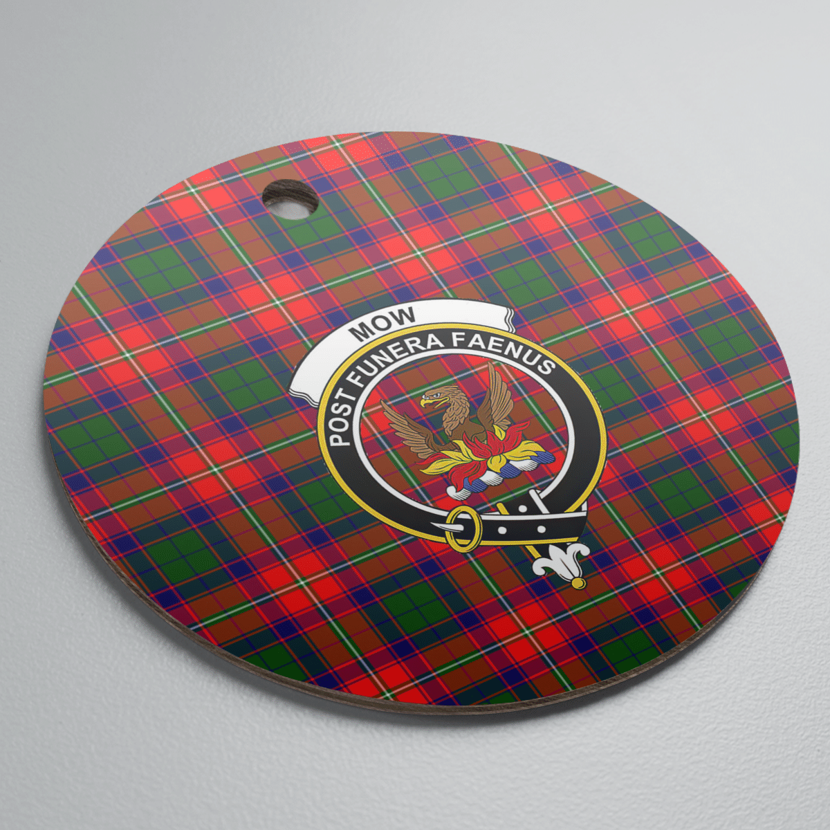 Clan Mow (Roxburgh) Tartan Crest Round Ceramic Ornament WN65 Mow (Roxburgh) Tartan Tartan Christmas   