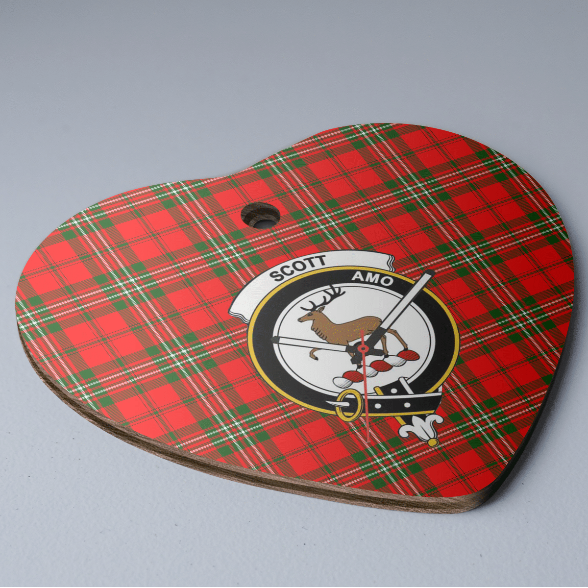 Clan Scott Modern Tartan Crest Heart Ceramic Ornament PJ44 Scott Modern Tartan Tartan Christmas   