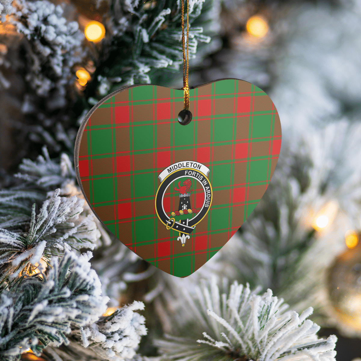 Clan Middleton Modern Tartan Crest Heart Ceramic Ornament OG82 Middleton Modern Tartan Tartan Christmas   