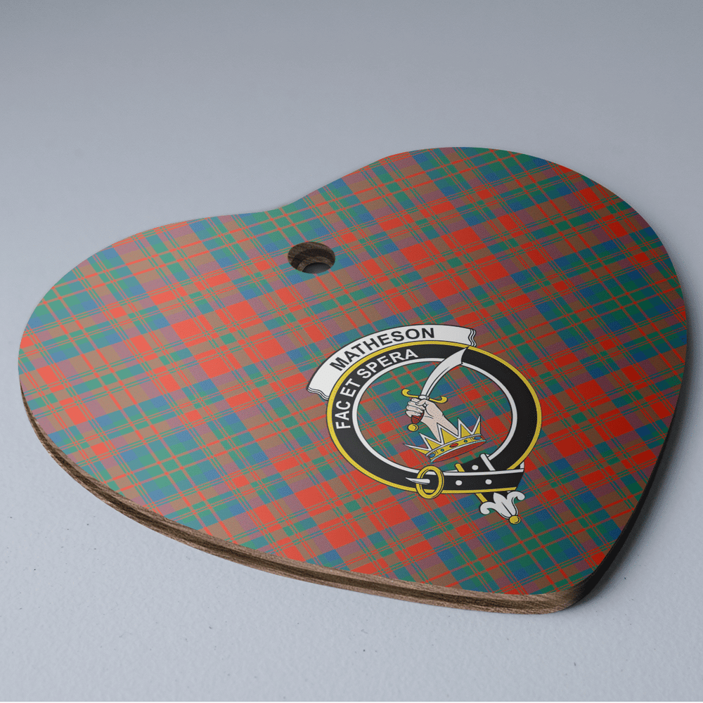 Clan Matheson Ancient Tartan Crest Heart Ceramic Ornament IW35 Matheson Ancient Tartan Tartan Christmas   