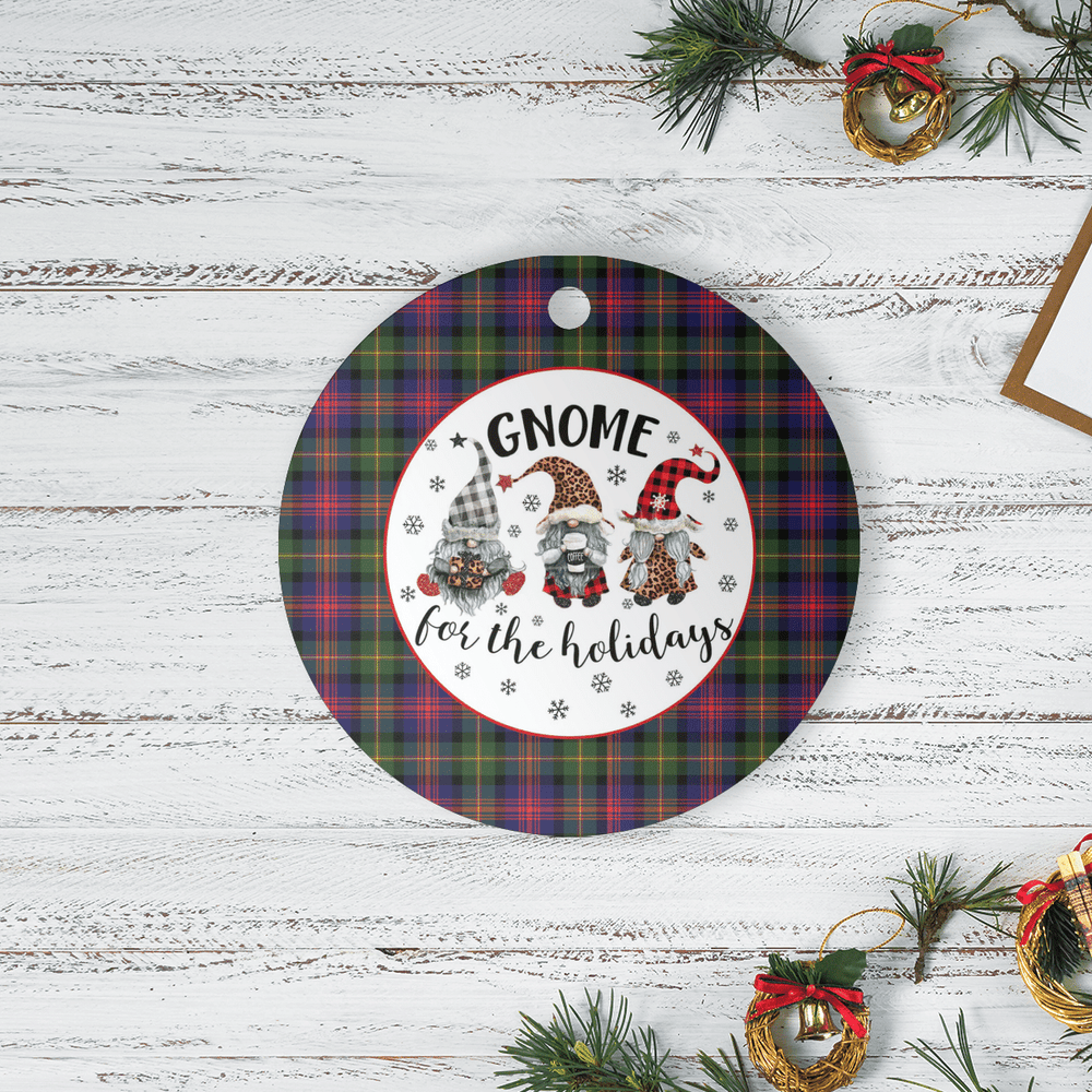Clan MacLennan Tartan Tartan Crest Gnome Round Ceramic Ornament AQ55 MacLennan Tartan Tartan Christmas   