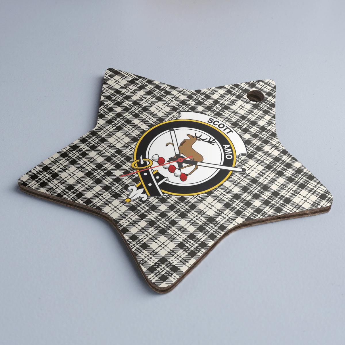 Clan Scott Black & White Ancient Tartan Crest Star Ceramic Ornament HP11 Scott Black & White Ancient Tartan Tartan Christmas   