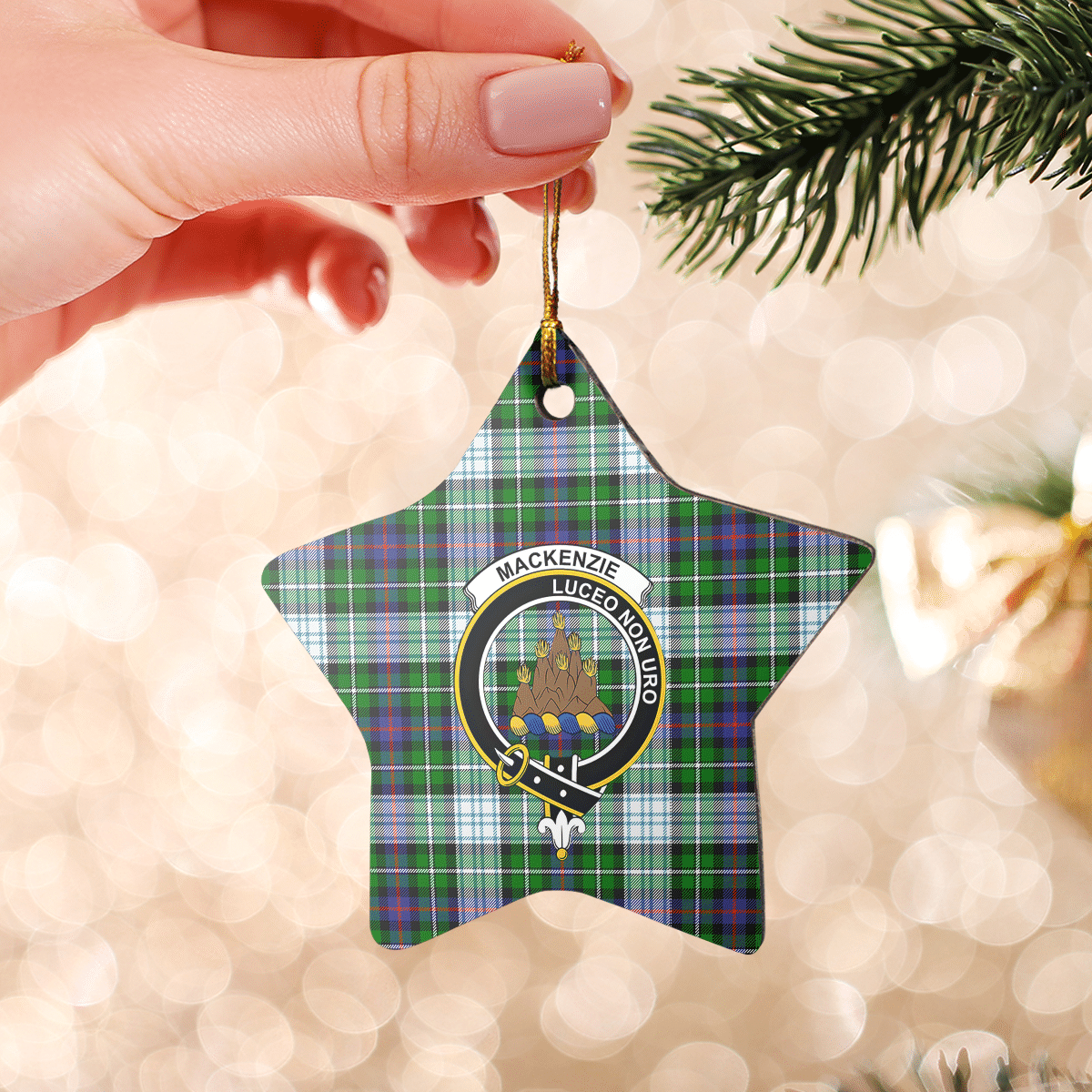 Clan MacKenzie Dress Modern Tartan Crest Star Ceramic Ornament BJ14 MacKenzie Dress Modern Tartan Tartan Christmas   
