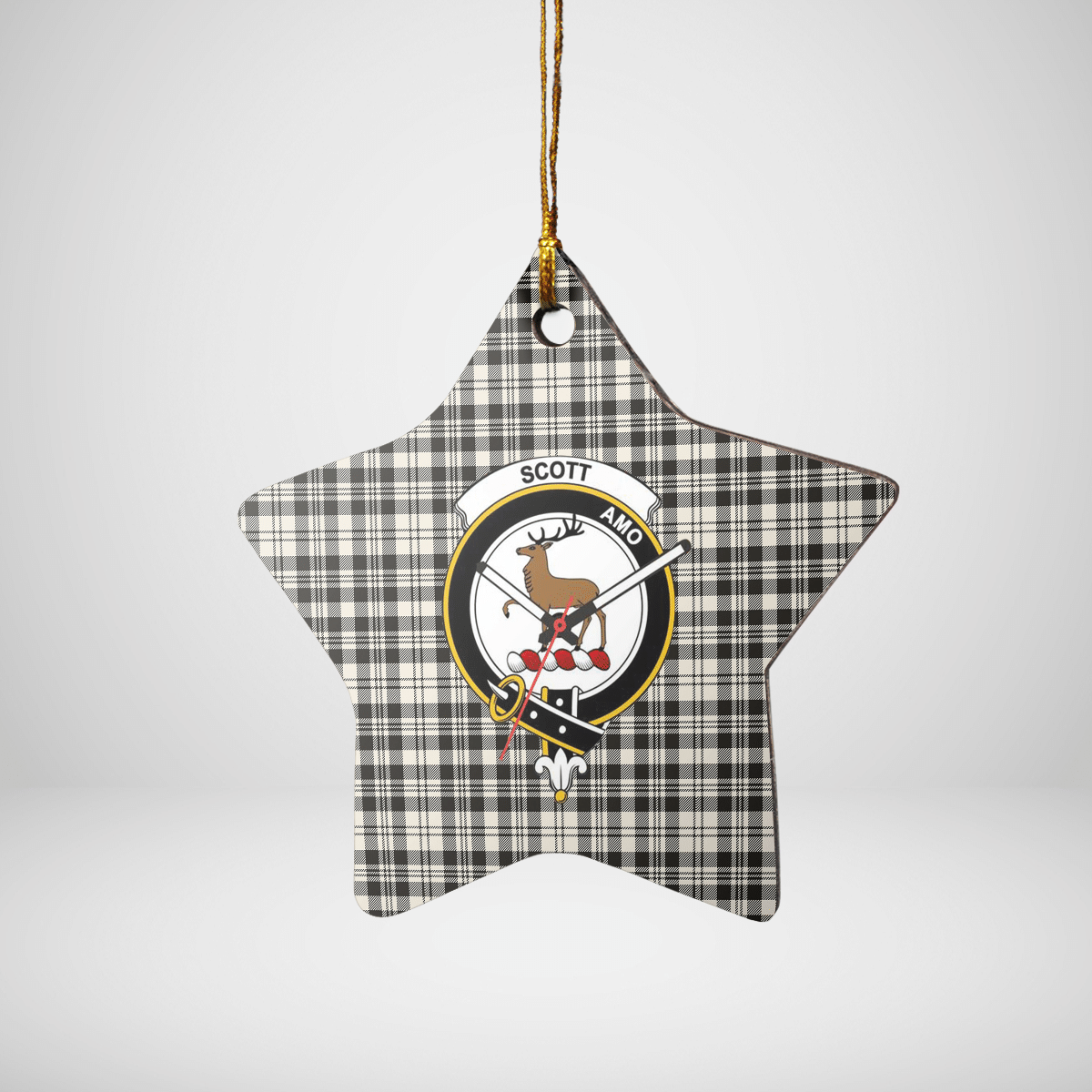 Clan Scott Black & White Ancient Tartan Crest Star Ceramic Ornament HP11 Scott Black & White Ancient Tartan Tartan Christmas   