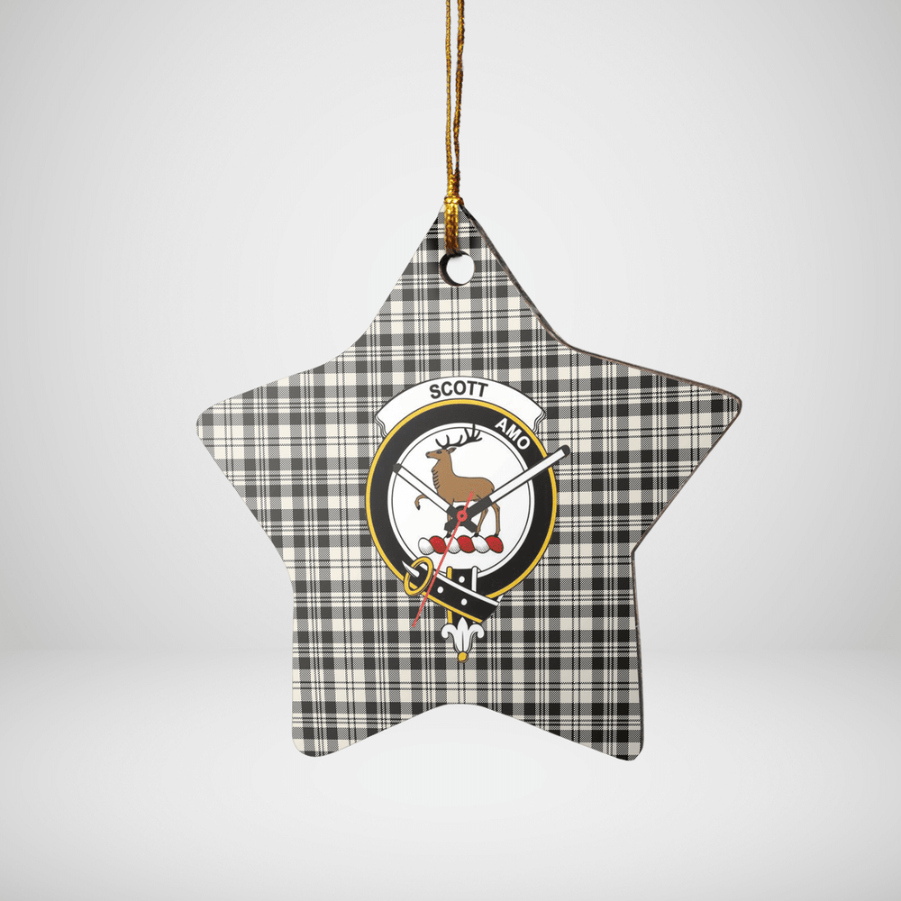 Clan Scott Black & White Ancient Tartan Crest Star Ceramic Ornament HP11 Scott Black & White Ancient Tartan Tartan Christmas   