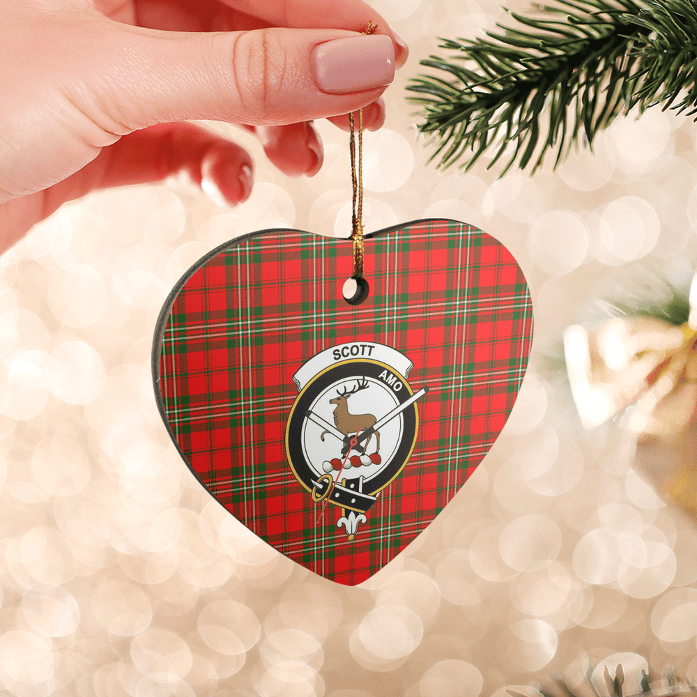 Clan Scott Modern Tartan Crest Heart Ceramic Ornament PJ44 Scott Modern Tartan Tartan Christmas   